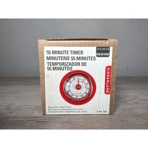 Kikkerland 55 Minute Kitchen Timer Magnetic Steel Manual Count Down Timer Red